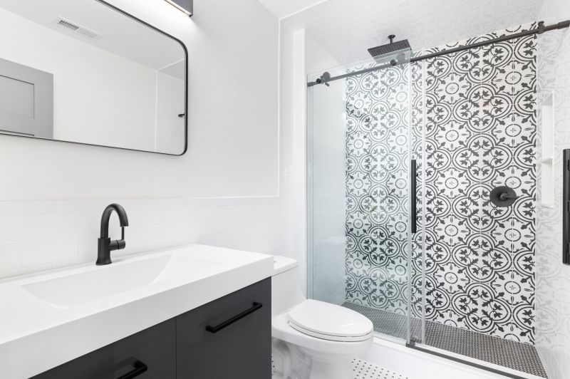 Herringbone Tile Pattern in a Walk-in Shower